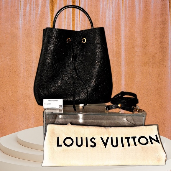 Black NéoNoé MM Monogram Empreinte Leather Bucket Bag -  Gold Hardware - Picture 1 of 16